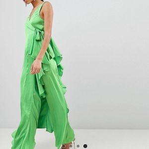 ASOS Satin Jumpsuit with waterfall wrap
